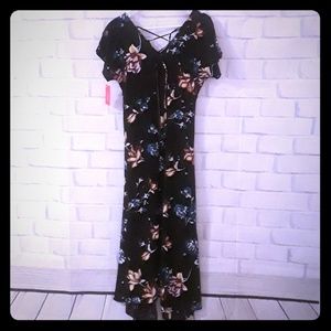 Women's Mixed Print Maxi Dress Black Medium